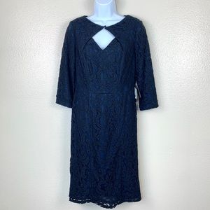 Adrianna Papell Pleats Sheath Key Hole Dress